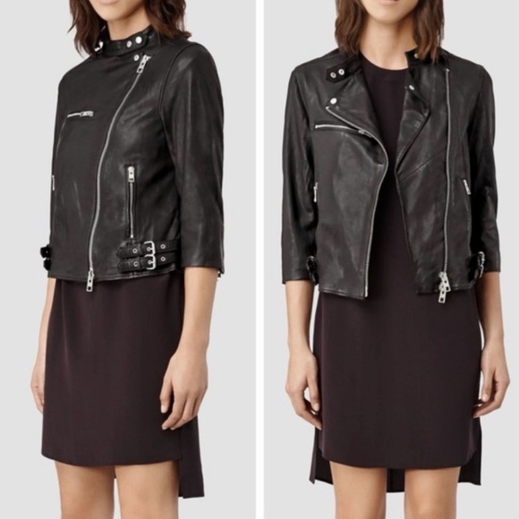 All Saints Jackets & Blazers - All Saints Black Leather Biker Jacket